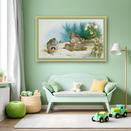 Engelska partrillar med gorister och flaskor, Art Poster