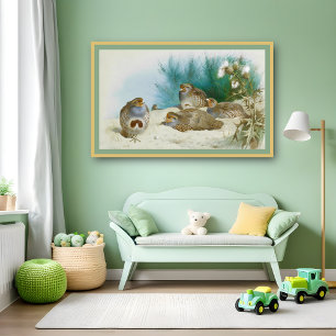 Engelska partrillar med gorister och flaskor, Art Poster