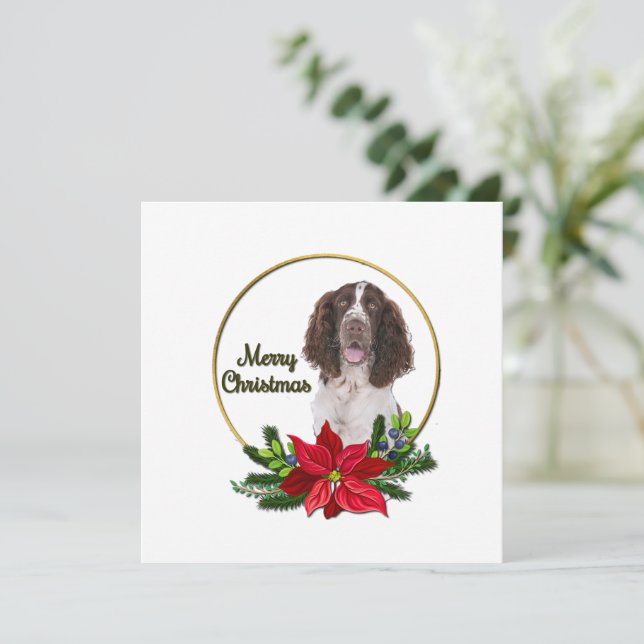 Engelska pekaren Röd och Grönt Jul Kort (Stående Fram)