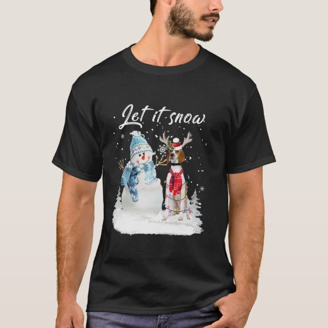 Engelska pekaren Santa Hund jul Snögubbe Julafton  T Shirt (Framsida)