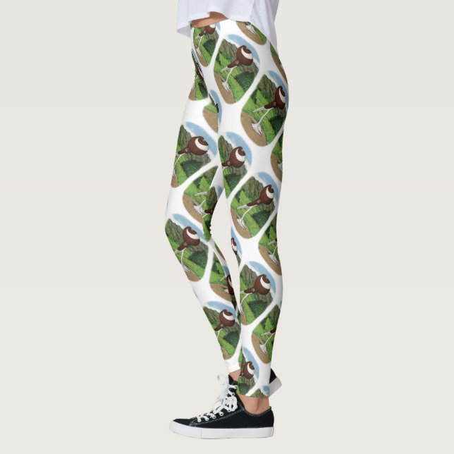 Engelska Pouter Pigeon med berg Leggings (Vänster)