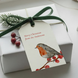 Engelska Redbröst Robin God jul Helgdag Presentetikett