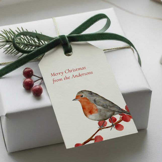 Engelska Redbröst Robin God jul Helgdag Presentetikett (Skapare uppladdad)