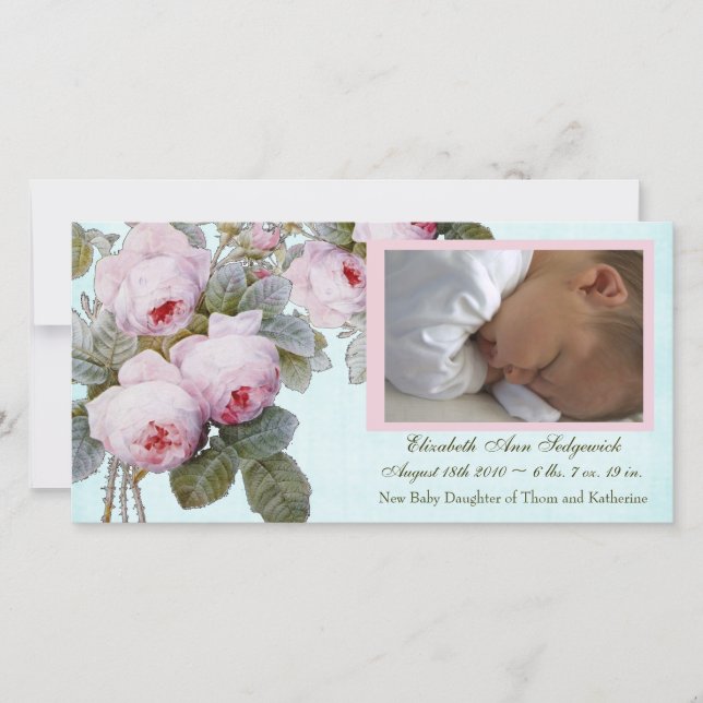 Engelska Ro-födelsemeddelandet för Flicka Meddelande (Framsida)