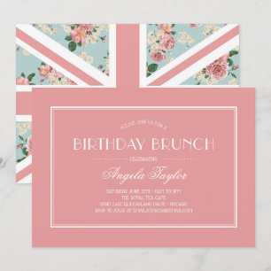 Engelska Ro Union Jack Birthday Inbjudningar