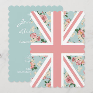 Engelska Ro Union Jack Blommönster Inbjudningar