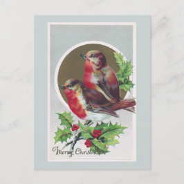 Engelska Robins och Holly Vintage jul Helg Vykort