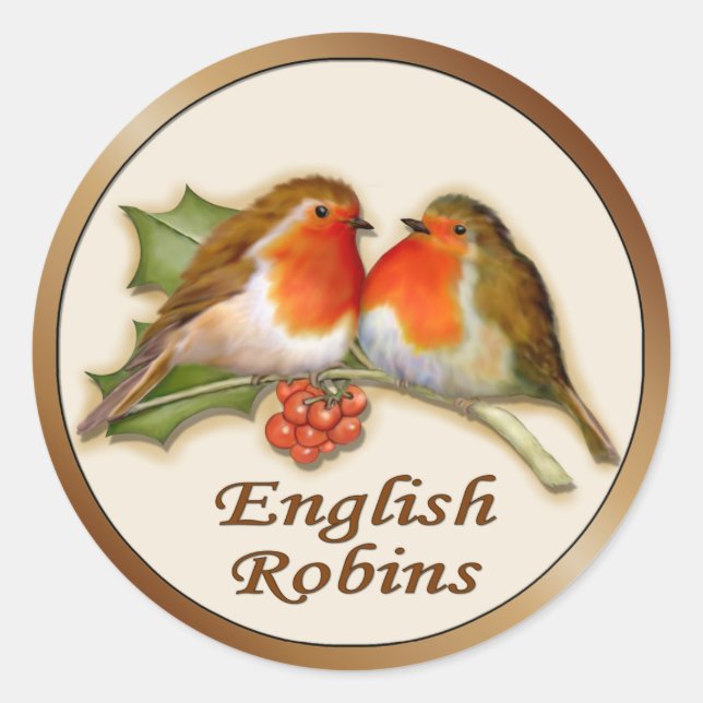 Engelska Robins Runt Klistermärke (Framsida)