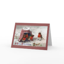 Engelska Robins under Flowerpot Vintage jul