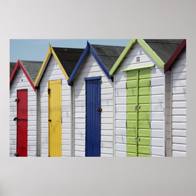 Engelska Seaside Beach Huts Poster (Framsidan)