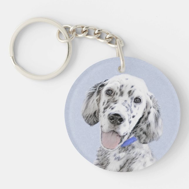 Engelska Setter Blue Belton Painting Hund Art (Framsidan)