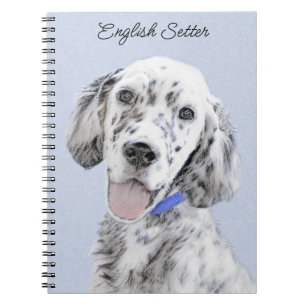 Engelska Setter Blue Belton Painting Hund Art Anteckningsbok