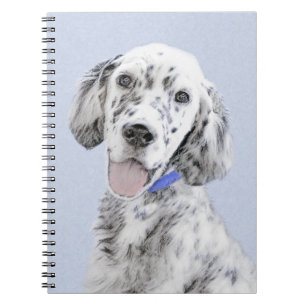 Engelska Setter Blue Belton Painting Hund Art Anteckningsbok