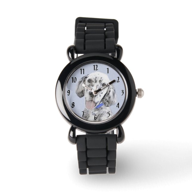 Engelska Setter Blue Belton Painting Hund Art Armbandsur (Framsida)