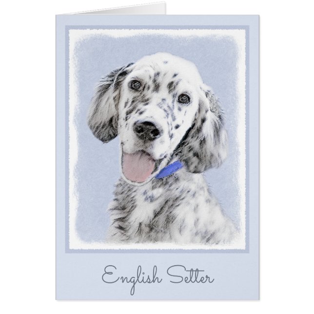 Engelska Setter Blue Belton Painting Hund Art Hälsningskort (Framsidan)