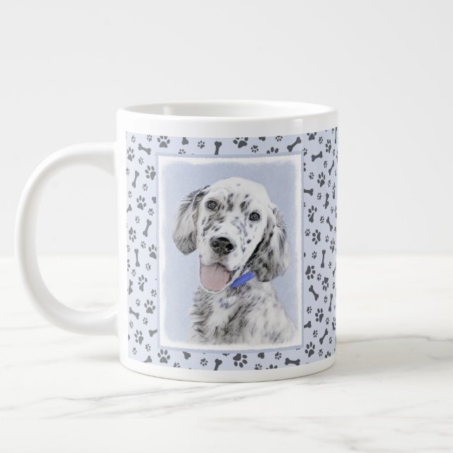 Engelska Setter Blue Belton Painting Hund Art Jumbo Mugg (Vänster)