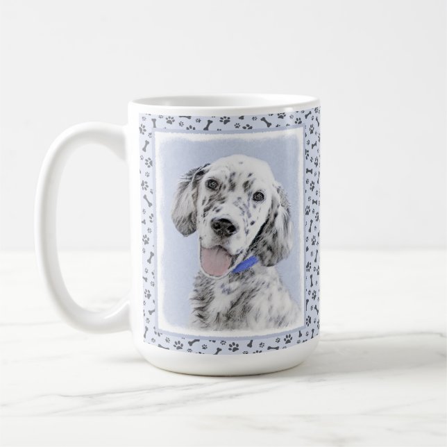 Engelska Setter Blue Belton Painting Hund Art Kaffemugg (Vänster)