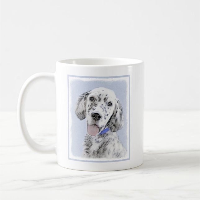 Engelska Setter Blue Belton Painting Hund Art Kaffemugg (Vänster)
