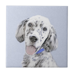 Engelska Setter Blue Belton Painting Hund Art Kakelplatta
