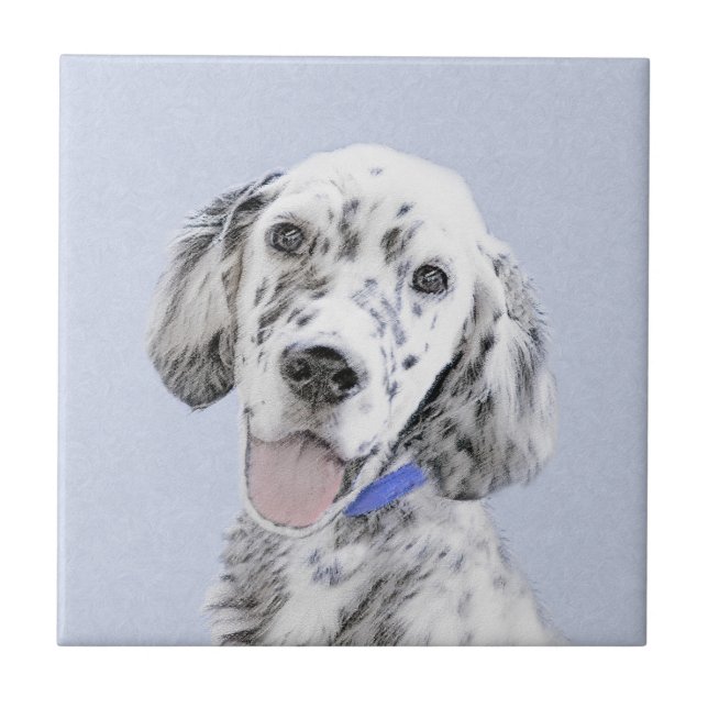 Engelska Setter Blue Belton Painting Hund Art Kakelplatta (Framsidan)