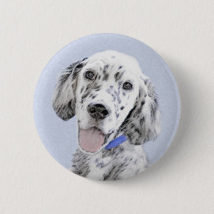 Engelska Setter Blue Belton Painting Hund Art Knapp