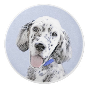 Engelska Setter Blue Belton Painting Hund Art Knopp