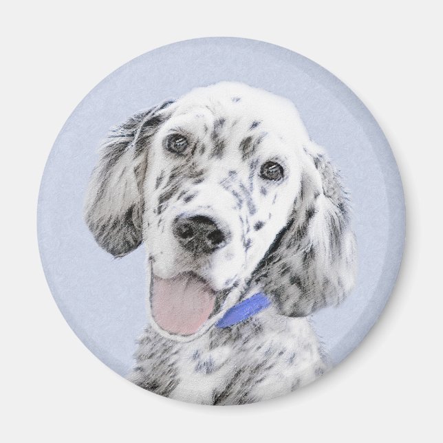 Engelska Setter Blue Belton Painting Hund Art Magnet (Framsidan)