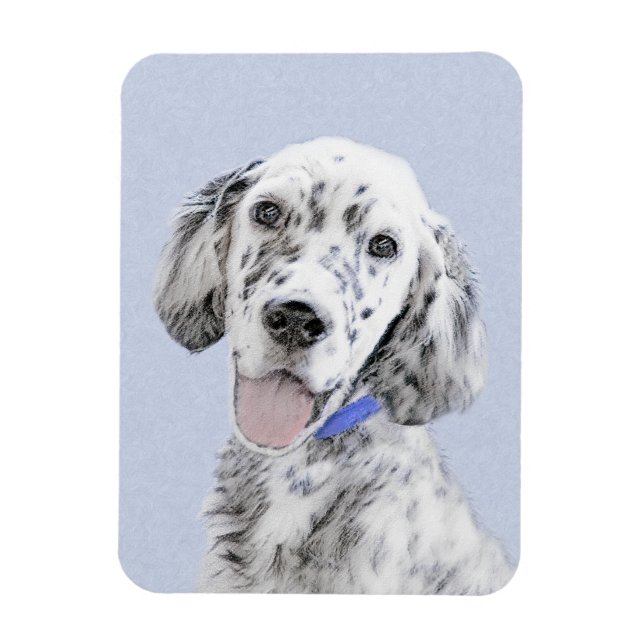 Engelska Setter Blue Belton Painting Hund Art Magnet (Vertikal)