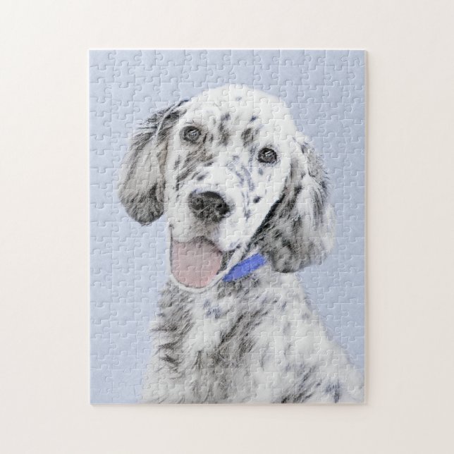Engelska Setter Blue Belton Painting Hund Art Pussel (Vertikal)