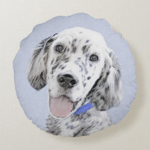 Engelska Setter Blue Belton Painting Hund Art Rund Kudde
