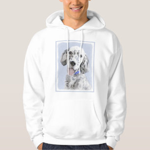 Engelska Setter Blue Belton Painting Hund Art Sweatshirt Med Luva