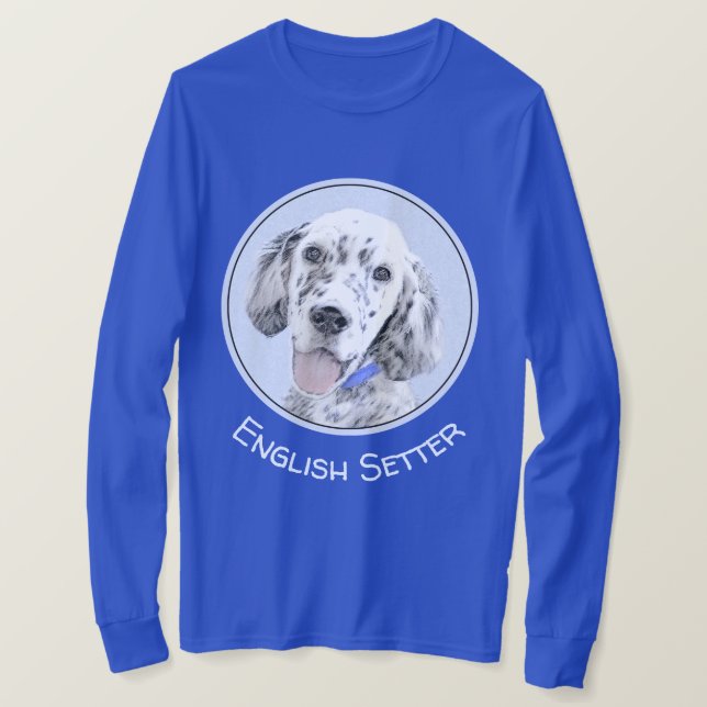 Engelska Setter Blue Belton Painting Hund Art T Shirt (Design framsida)