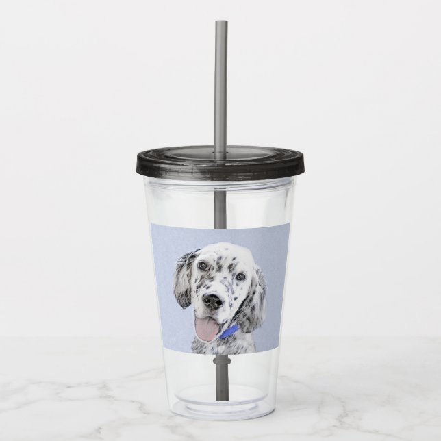 Engelska Setter Blue Belton Painting Hund Art Take Away Mugg (Framsida)