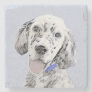Engelska Setter Blue Belton Painting Hund Art Underlägg Sten