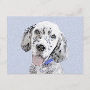 Engelska Setter Blue Belton Painting Hund Art Vykort