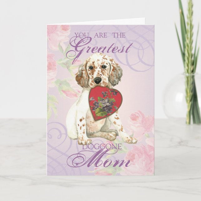 Engelska Setter Heart Mamma Kort (Framsida)