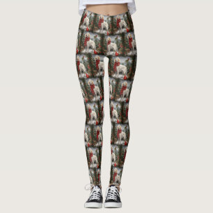 Engelska Setter Hund i Snö jul Leggings