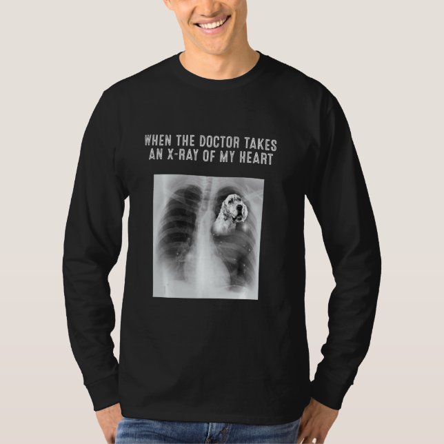 Engelska Setter Hund tar en röntgenstråle från min T Shirt (Framsida)