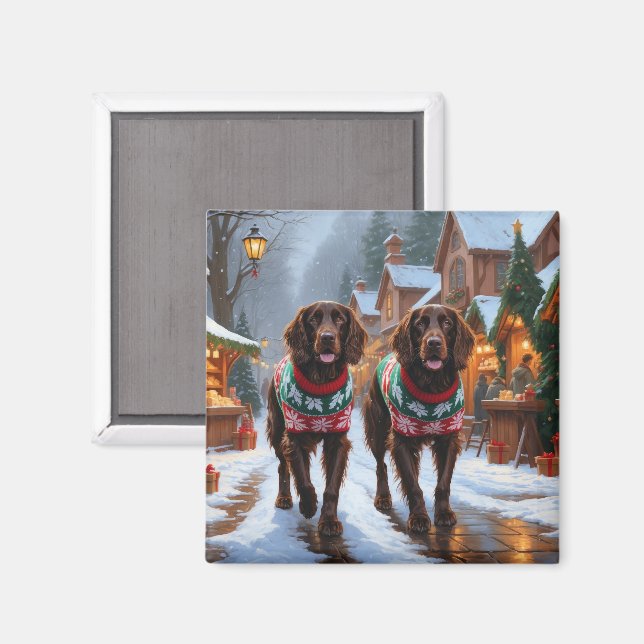 Engelska Setter Hundar Jul Snö Högtid Magnet (Front/Back)