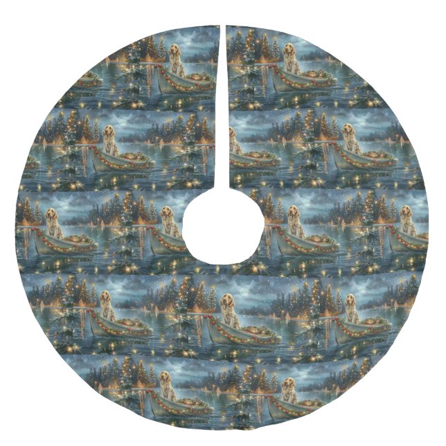 Engelska Setter jul - festlig resa Julgransmatta Borstad Polyester (Framsidan)