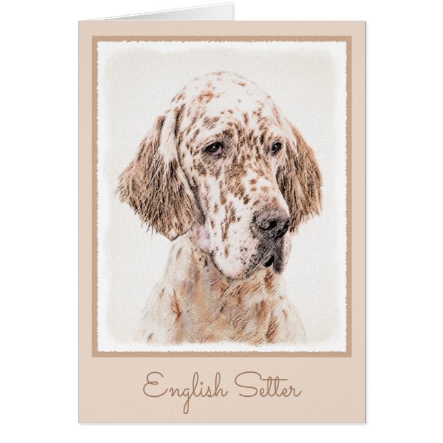 Engelska Setter Orange Belton Painting Hund Hälsningskort (Framsidan)