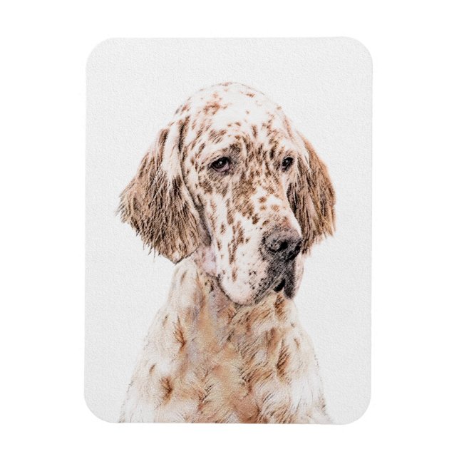 Engelska Setter Orange Belton Painting Hund Magnet (Vertikal)