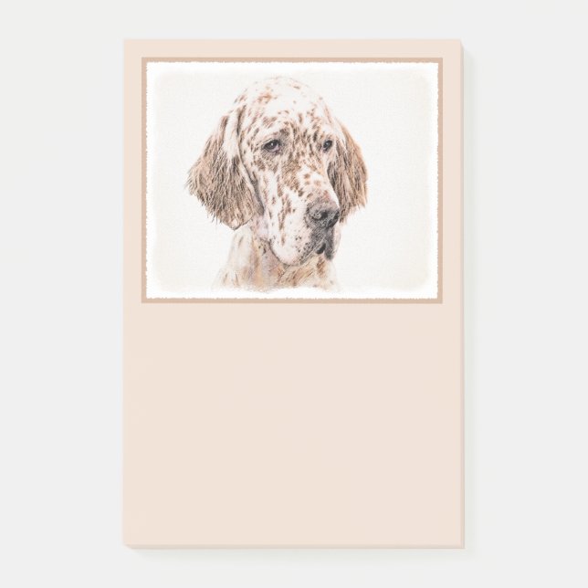 Engelska Setter Orange Belton Painting Hund Post-it Block (Framsida)