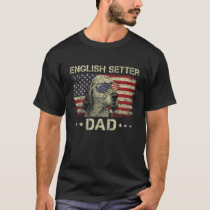 Engelska Setter Pappa Hundälskares American Flagga T Shirt