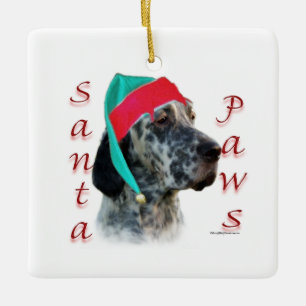 Engelska Setter Santa Tassar Julgransprydnad Keramik