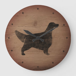 Engelska Setter Silhouette Rustic Stil Stor Klocka