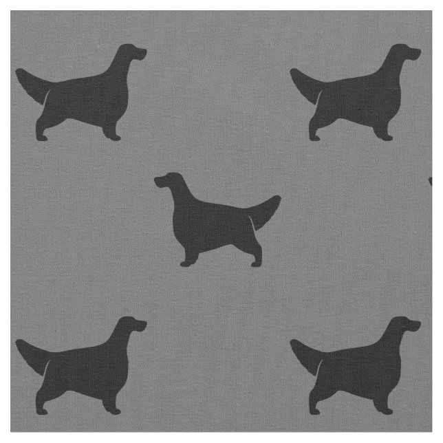 Engelska Setter Silhouettes Mönster Grått och Blac Tyg (Närbild)