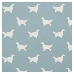 Engelska Setter Silhouettes Mönster Light Blue Tyg