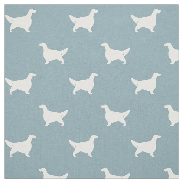 Engelska Setter Silhouettes Mönster Light Blue Tyg (Provkarta)
