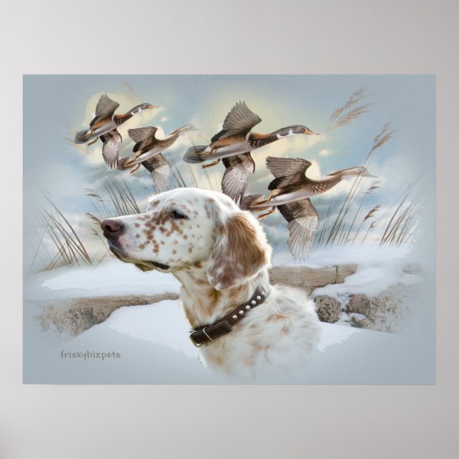 Engelska Setter vinterscen Poster (Framsidan)
